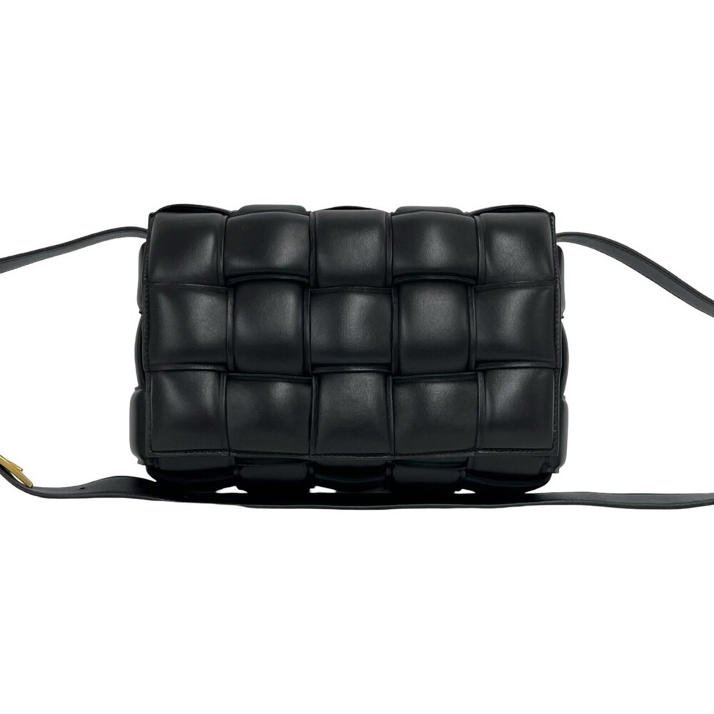 BOTTEGA VENETA Padded Cassette Leather Shoulder Bag Crossbody Black 21890
